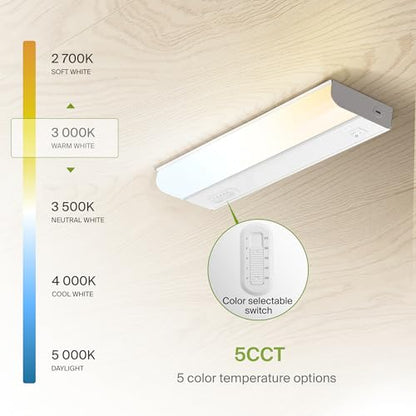 ASD LED Under Cabinet Lighting Hardwired, 12 Inch 5W 2700K-5000K Selectable, 442LM, CRI90+, Direct Wire Linkable Under Counter Lights for Kitchen, Dimmable Under Cabinet Lights, White, UL Certified - color: 12 Inch White, size: 1 Pack