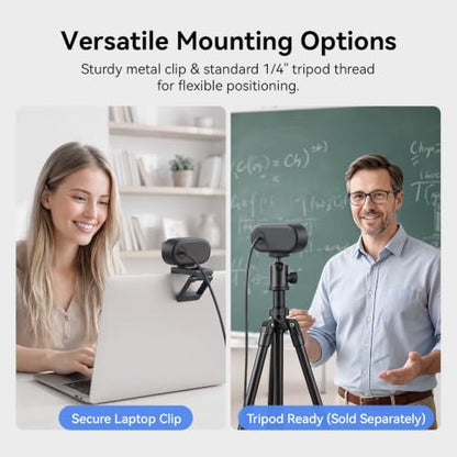 EMEET C100 1080P Webcam for PC w/Rotating Privacy Cover, Mic & Metal Clip | Computer Camera for Home Office, Meetings, Learning, Streaming, External Webcam for Desktop, Laptop, PC USB-A - style: Smooth 1080P w/ Stable Fixed Focus