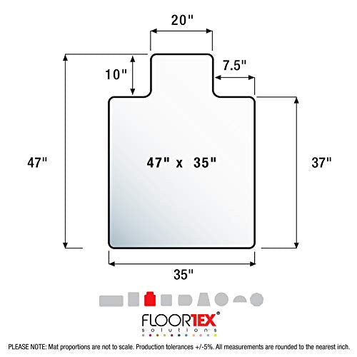 Floortex® Ultimat® Strong Polycarbonate Lipped Chair Mat for Hard Floor - 35" x 47" - Ships Rolled - size: 35" x 47" Ships Rolled