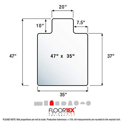 Floortex® Ultimat® Strong Polycarbonate Lipped Chair Mat for Hard Floor - 35" x 47" - Ships Flat - size: 35" x 47" Ships Flat