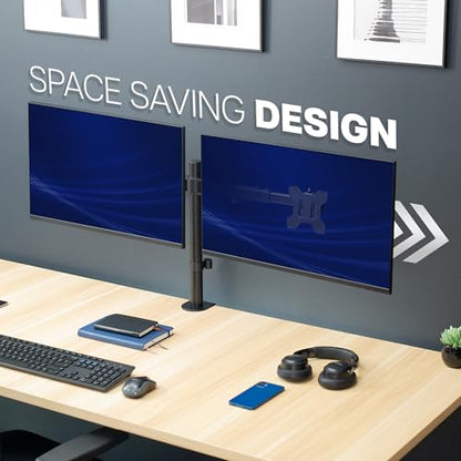 VIVO Dual LCD LED 21 to 32 inch Monitor Desk Mount, Heavy Duty, Adjustable Telescoping Arms, Flush Wall Setup, Fits 2 Screens, Black, STAND-V002E - color: Black, size: 21" to 32"