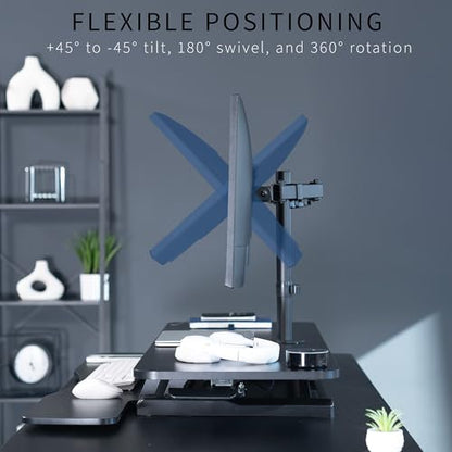 VIVO Black 48 in Standing Desk Converter with Monitor Stand, DESK-V048KB-M2 - color: Black, size: 48"