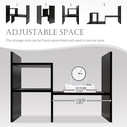 Jerry & Maggie Adjustable Rotatable Wood Desktop Display Shelf Black - color: Black