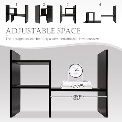Jerry & Maggie Adjustable Rotatable Wood Desktop Display Shelf Black - color: Black