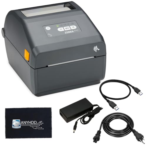 ZD421 (ZD4A042-D01M00EZ) USB/Bluetooth - GK420d Replacement, Direct Thermal Label Printer 203 dpi with 4x6 Thermal Roll + Power Adapter + USB 2.0 Cable + Microfiber Cloth Included