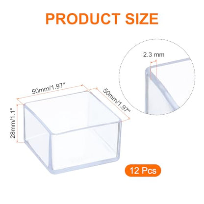 uxcell 12 Pcs Silicone Chair Leg Floor Protectors 2 x 2 Inch Non-Slip Chair Leg Caps Covers, Square Furniture Leg Protectors for Hardwood Floors Reduce Noise and Scratches, Clear - size: 2 x 2 Inch