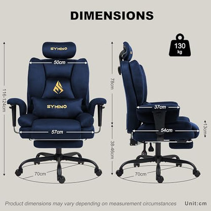 Symino Ergonomic Gaming Chair with Footrest & 155° Recline - color: Dark Blue