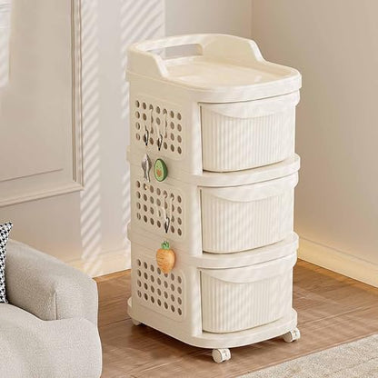 4 Drawers Storage Cart, Narrow Plastic Dresser, Rolling Organizer Cart for Office Classroom Bedroom Bathroom Art Craft Supplies, Mobile Slim Utility Cart on Wheels - size: 3 layers