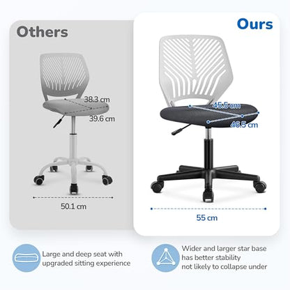 Topeakmart Armless Small Office Desk Chair, Adjustable Height Swivel, Dark Gray - color: Dark Grey
