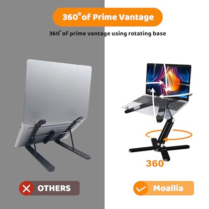 MOALLIA N86 360 Rotating Laptop Stand for Desk with Locking Knobs, Black - color: Black