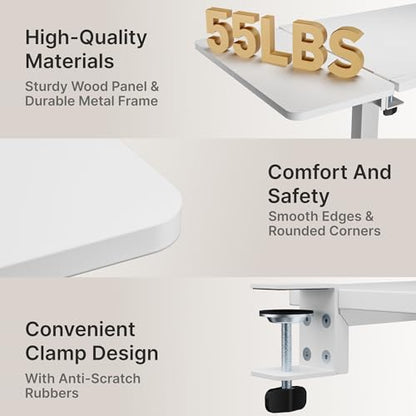 PEGZONE Desk Extender Tray, 24" x 12", with Storage Drawer, Medium, White - color: White, size: Medium
