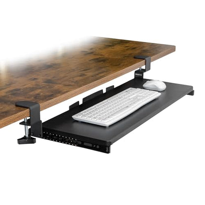 Mount-It! Keyboard Tray Under Desk, 30" (36" Including Clamps) Extra-Wide Pull Out Drawer, No-Drill C-Clamp Mount, Fits Desks 0"–1.77" Thick, Holds 11 lbs, Black - size: 30" x 11"
