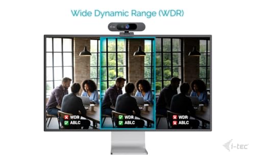 i-tec Solomon 900 PRO Webcam 4K with Automatic Framing (Auto Framing) for Tracking the Active Speaker, Wide Dynamic Range (WDR) and Two Integrated Microphones