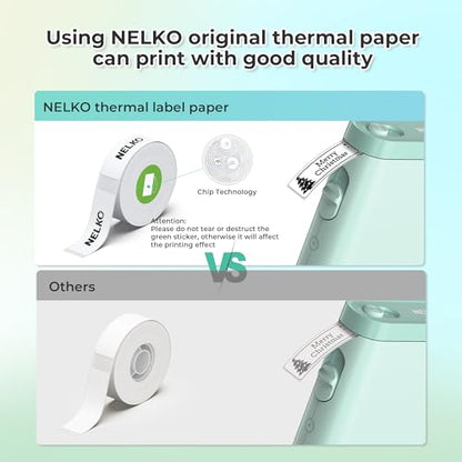 Nelko P21 Label Maker Machine with Tape, Bluetooth Label Printer, Green - color: Green