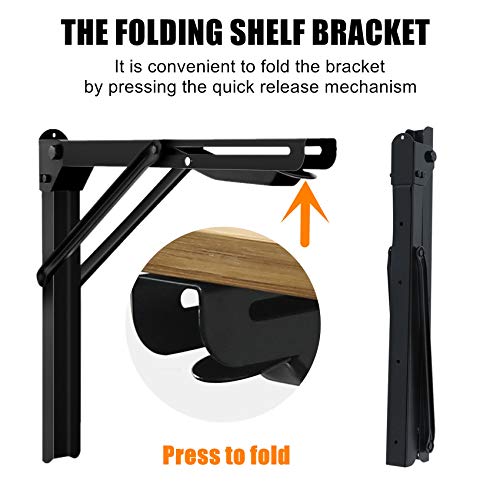 WALMANN 24" Folding Shelf Brackets, Heavy Duty Collapsible Brackets for Shelves Wall Mounted Hinges Space Saving Folding Bracket for Table Bench - size: 24 Inch