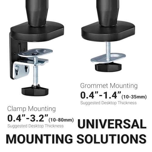 Hexcal Single Monitor Arm, Up to 35 inches Monitor Mount, 11 kg (24.2 lbs) with Built-in Cable Management and Free VESA 75x75mm or 100x100mm - Black