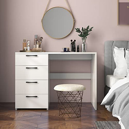 GIANTEX White Computer Desk with 4 Large Drawers, Home Office Laptop PC Desk, Writing Table, Modern Computer Workstation for Bedroom Study Room