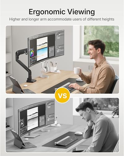 monTEK Heavy-Duty Monitor Arm Bundle with Universal VESA Extension Kit, Fits 17–57" Curved & Ultrawide Screens up to 59.4 lbs, Expands VESA to 200x200 & 300x300