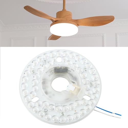 Ceiling Fan LED Light Replacement Disc 18W 4.9 in 120V 3CCT | Hardwired dimmable ceiling fan LED replacement panel with 3 CCT 3000K 4000K 5000K and anti-glare PC diffuser - size: 4.92 inch