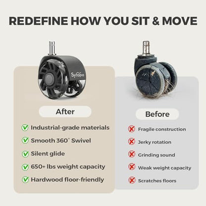 Office Chair Wheels Replacement, 2.5 Inch Universal Casters for Hardwood Floors & Carpet, Heavy Duty, Quiet, Scratch-Free, Fits Most Chairs, Easy Install, Set of 5.Dark Grey - style: 2.5 inch-Dark Grey