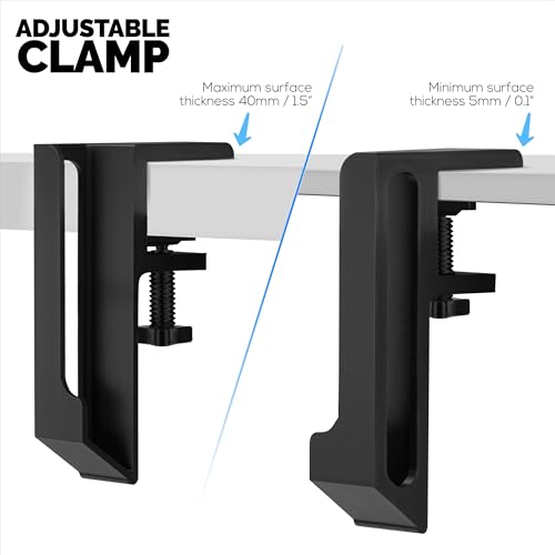 BRAINWAVZ Laptop Holder for Side of Desk, 1.2" / 31mm, Adjustable Length, Ideal for Macbooks, Surface, Keyboards, Switch, Tablets & More, Easy to Install, Screw On Desk - color: Black Desk Edge Mount
