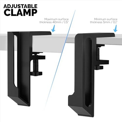 BRAINWAVZ Laptop Holder for Side of Desk, 1.2" / 31mm, Adjustable Length, Ideal for Macbooks, Surface, Keyboards, Switch, Tablets & More, Easy to Install, Screw On Desk - color: Black Desk Edge Mount