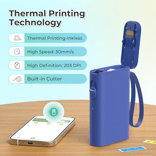 Nelko P21 Label Maker Machine with Tape, Bluetooth Label Printer, Blue - color: Blue