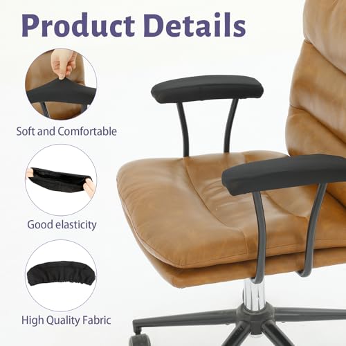 2 PCS Stretch Polyester Office Chair Armrest Covers, Elastic Washable Removable Chair Arm Protector Sleeve, Durable Fabric Arm Cover for Home Office Desk Computer Chair (Black)