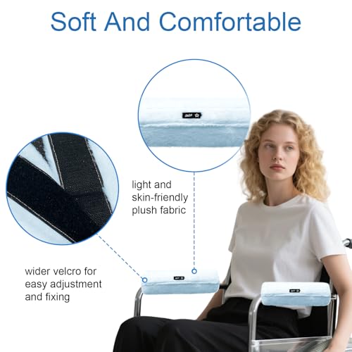 SPRING SEAON Wheelchair Armrest Pads Covers Fuzzy Desk Chair Arm Pads Soft - color: Light Blue
