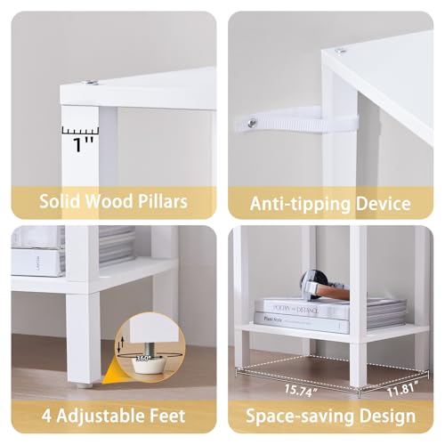 YUFAM 6 Tier Tall Skinny Bookshelf, Narrow Bookcase, Wooden Shelf, White - color: White, size: 6-Tier