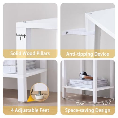 YUFAM 6 Tier Tall Skinny Bookshelf, Narrow Bookcase, Wooden Shelf, White - color: White, size: 6-Tier