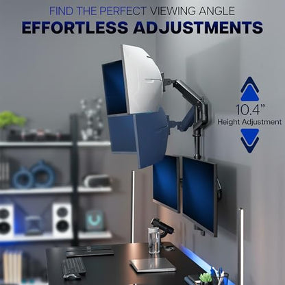 VIVO Pneumatic Arm Triple Ultrawide Monitor Wall Mount for Up to 49 inch Screens with Height Adjustment, Heavy Duty, Holds 3 Ultra Wides Up to 35.2 lbs, Black, MOUNT-VW300D - size: Triple Mount, style: Wall Mount