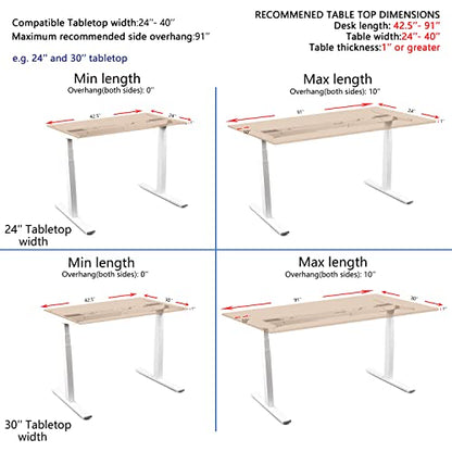VJ201-S3 Electric Height Adjustable Sitting Standing Desk Frame Only/Sit Stand - Dual Motors 3 Segment Motorized Desk Base Only,White - color: White