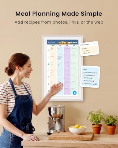 Apolosign 27-inch Digital Calendar, Smart Wall Planner with Calendar Sync, Chore Chart, Install Apps & Widget, Electronic Touchscreen Display for Family Schedules, Dual Mode, Wall Mount Included (White) - color: White