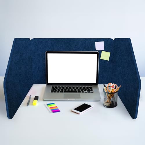29.1" x 22.8" x 1.2" U-Shaped Desk Divider Partition, No Drill Freestanding Sound Absorbing Privacy Panel, Noise Reducing Cubicle Screen for Office Home & Classroom (Azure) - color: Azure (U-Shaped)