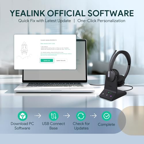 Yealink WH64 Mono DECT & Bluetooth Wireless Headset for Phone PC Cellphone