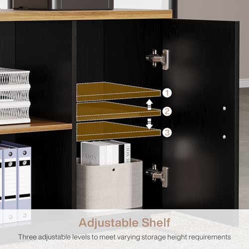 Tribesigns 85.8-Inch L-Shaped Executive Desk, Extra Large Home Office Desk - color: Brown & Black