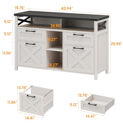 Halitaa File Cabinet with Open Storage Shelf for Home Office, Black - color: Black, size: 4 Drawers