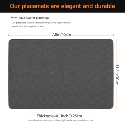 Gray Plastic Vinyl Placemats Set of 12, Waterproof Heat Resistant Table Mats,Faux Leather Wipeable Washable Easy Clean Non-Slip Place Mats for Indoor Outdoor(12,Gray) - color: Gray
