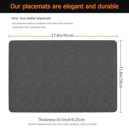 Gray Plastic Vinyl Placemats Set of 12, Waterproof Heat Resistant Table Mats,Faux Leather Wipeable Washable Easy Clean Non-Slip Place Mats for Indoor Outdoor(12,Gray) - color: Gray