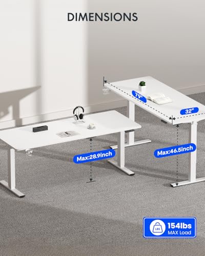 FLEXISPOT 79"x32" Height Adjustable Commercial Office Standing Desk - color: White, size: 79x32"