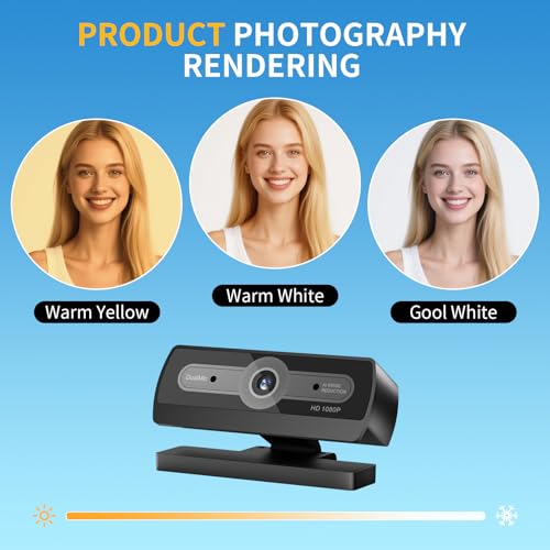 1080P Webcam with Microphone, USB Computer Camera for PC Full HD Web Cam for Desktop Computer Auto Light Adjustment Streaming Camera Plug and Play Noise Cancelling Webcam for Windows & Mac