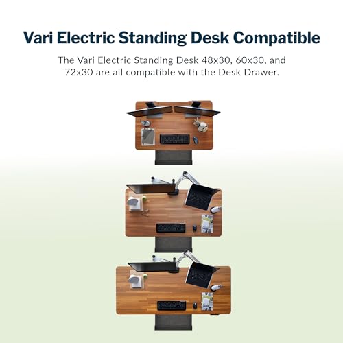 Vari Steel Under Desk Drawer - Slim Undermount Storage Organizer- Standing Desks Attachment- Versatile Placement Options, Efficient Workspace- Office Desk Accessory- (20.25" x 9.5" x 1.75") - style: Undermount Drawer
