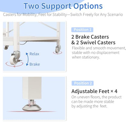 METYERRY Under Desk Printer Stand with Power Outlet, Adjustable Shelf,White - color: White
