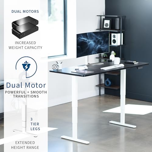 VIVO Black 71 x 30 in Standing Desk, DESK-KIT-2W7B - color: Black Top / White Frame, size: 71 x 30