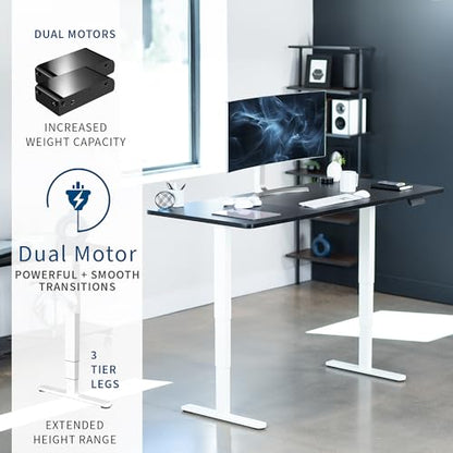 VIVO Black 71 x 30 in Standing Desk, DESK-KIT-2W7B - color: Black Top / White Frame, size: 71 x 30