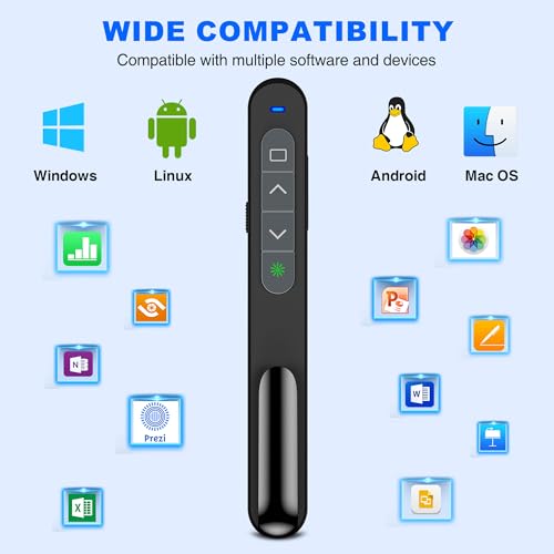 2-in-1 Wireless Presenter Green Light USB A/C with Case - size: Green+Rechargeable+Case