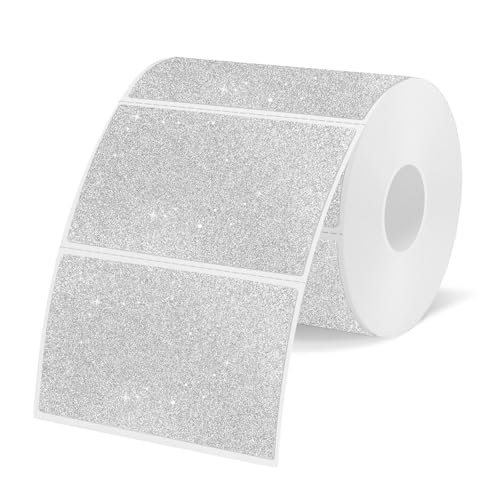 3x2 Inch Holographic Thermal Labels, Shiny Silver Thermal Sticker Labels, Rainbow Glitter Stickers for Price, Barcode, Mailing, Name, DIY Custom Logo Design, 200 pcs/1 Roll - color: Holographic Shiny Silver, size: 2*3 inch