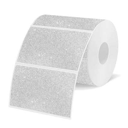 3x2 Inch Holographic Thermal Labels, Shiny Silver Thermal Sticker Labels, Rainbow Glitter Stickers for Price, Barcode, Mailing, Name, DIY Custom Logo Design, 200 pcs/1 Roll - color: Holographic Shiny Silver, size: 2*3 inch