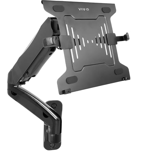 VIVO Height Adjustable Pneumatic Extended Arm Laptop Wall Mount, Full Motion Articulating Notebook Tray, Fits 10 to 15.6 inch Screen, Black, MOUNT-V001GL - color: Black
